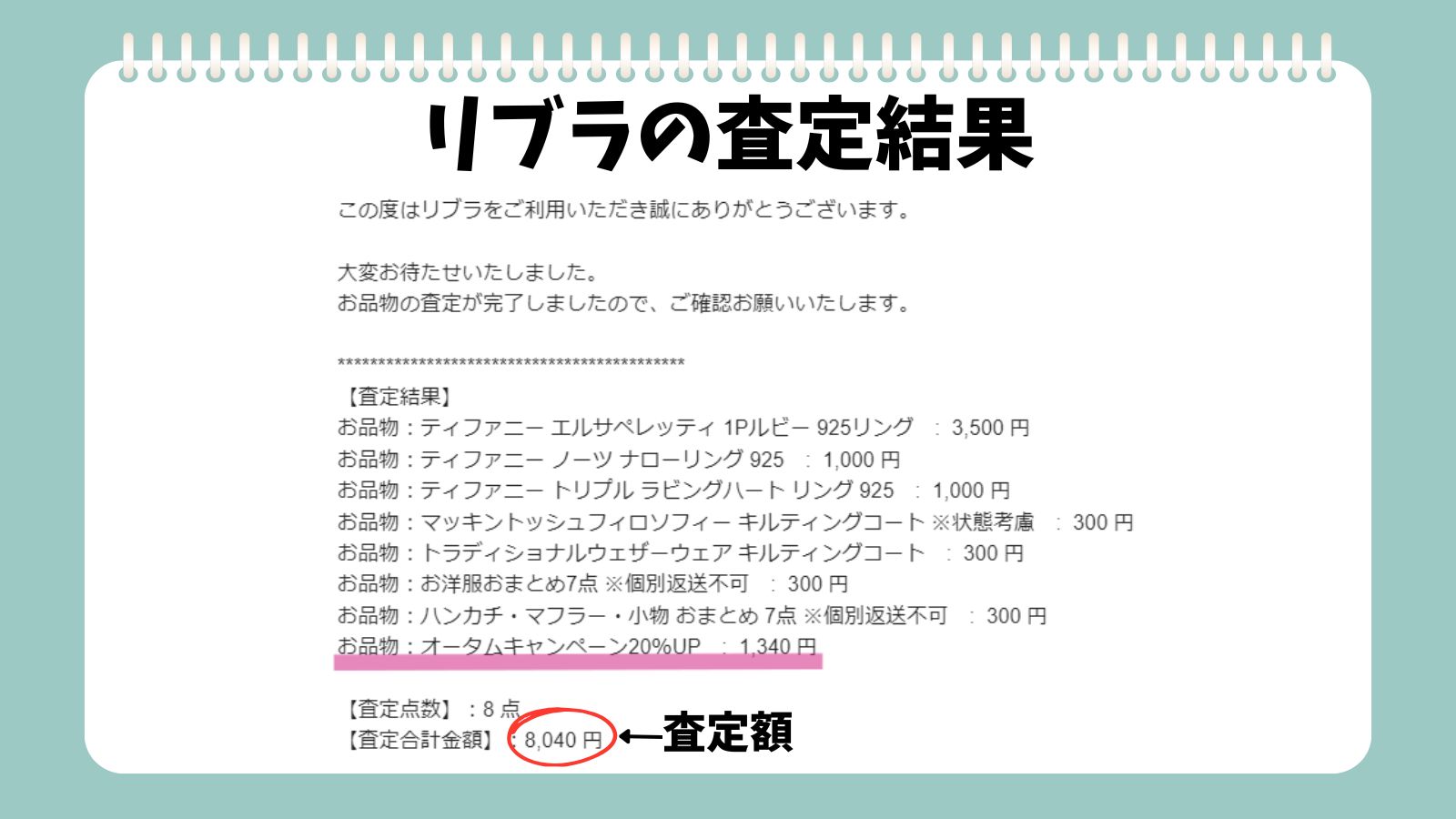リブラからの査定結果メール